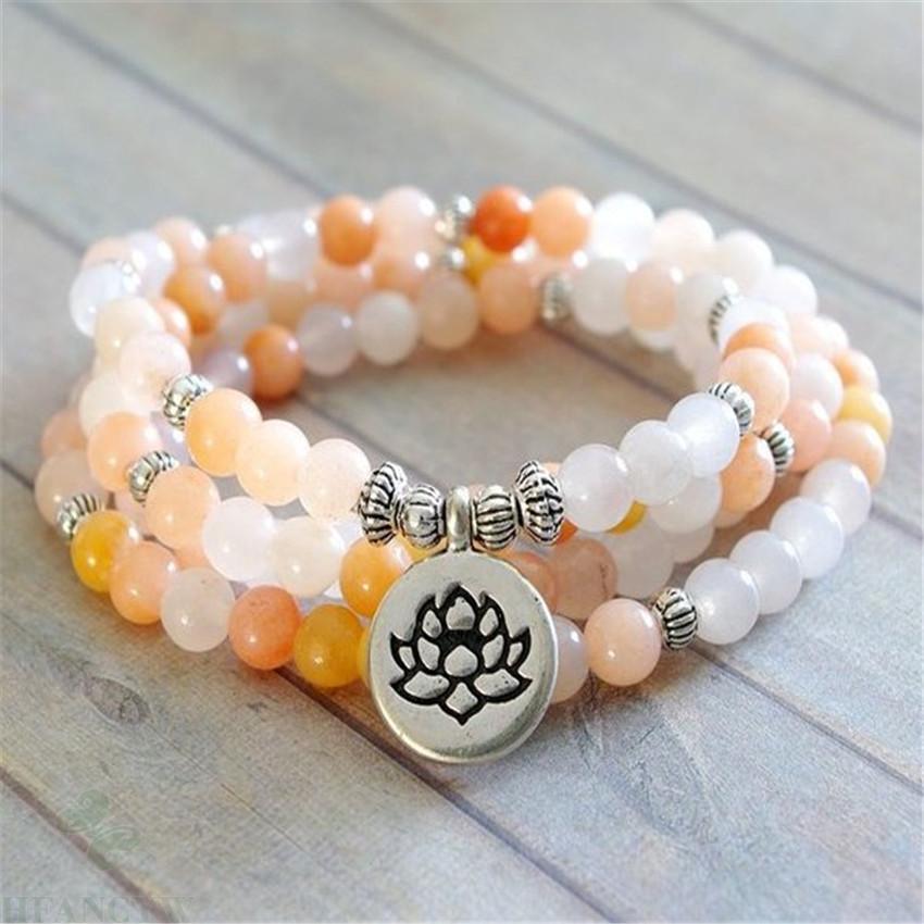 6MM Aventurine Rose Gemstone Mala Bracelet 108 Beads Pendant Buddhism Lucky Bless Energy Pray Reiki Meditation