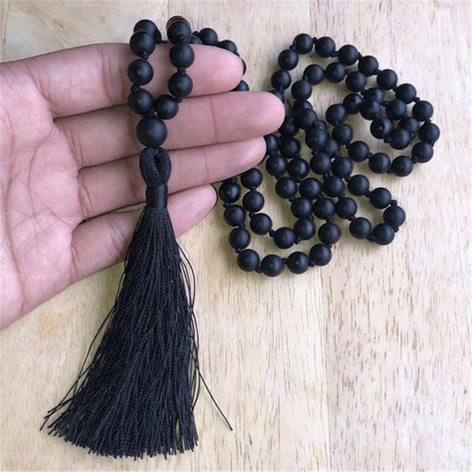 6mm 108 Abrazine Agate 108 Beads Gemstone Tassel Necklace Chakra Accessories Yoga Buddhism Ruyi Mala