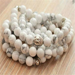 6MM Howlite Gemstone Mala Bracelet 108 Beads Buddha head Handmade Spirituality Meditation Healing Mala Wrist Pray
