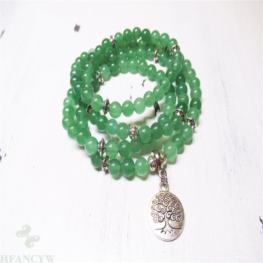 6mm Aventurine Gemstone Mala Bracelet 108 Beads Pendant Yoga Mala Bless Unisex Pray Buddhism