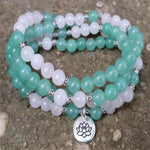 6mm White Green Jade Gemstone Mala Bracelet 108 Beads Bless Healing natural Wrist Chakas Unisex Handmade energy Buddhism