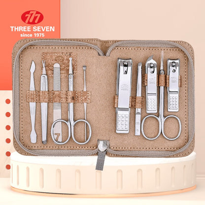 THREE SEVEN/777 Nail Clippers Manicure Set Cuticle Pusher/ Eyebrow clip /Earpick 10 in 1 Pedicure Care Nail Art Tools