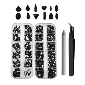 120 Pcs Multi shapes Crystals Nail Rhinestones and 2000 pcs AB Nail Art Rhinestones Flat back Gems Stone For Nail Decorations