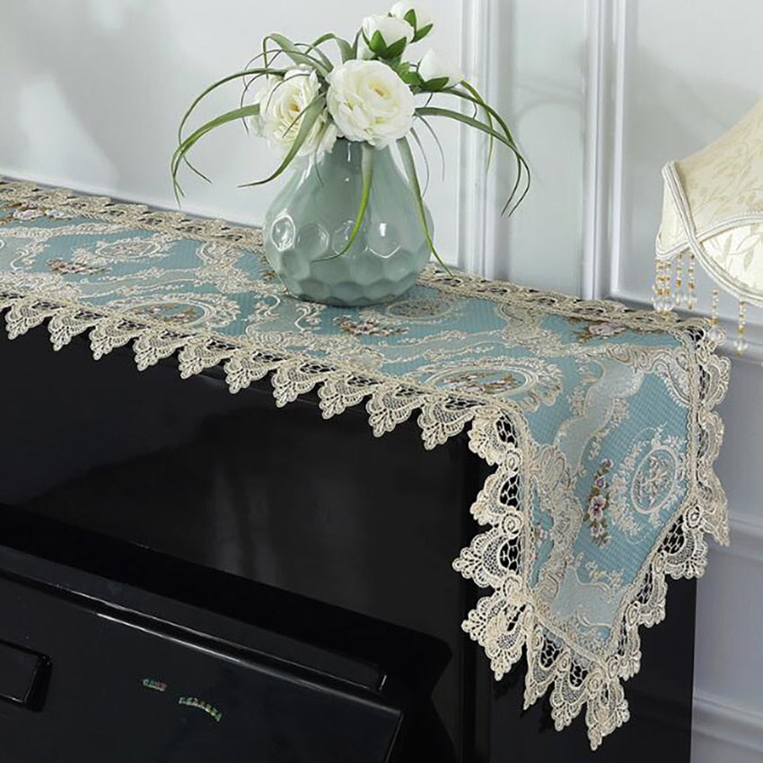 Fashion Embroidery Lace Piano Cover Dust-proof Piano Towel Dust Cover, Household Table Ornament Wedding Decoration 40*220cm