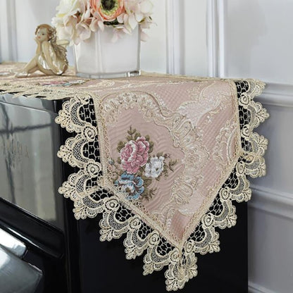 Fashion Embroidery Lace Piano Cover Dust-proof Piano Towel Dust Cover, Household Table Ornament Wedding Decoration 40*220cm