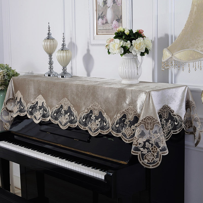 1pc 90x220cm Lace Piano Cover Decoration Piano Cloth Dust Proof Cover Family Wedding Gift