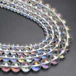 Multicolour Transparent Clear Glass Beads For Jewelry Making Crystal Quartz Smooth Round Beads 6mm  8mm 10mm 12mm 15" Strand