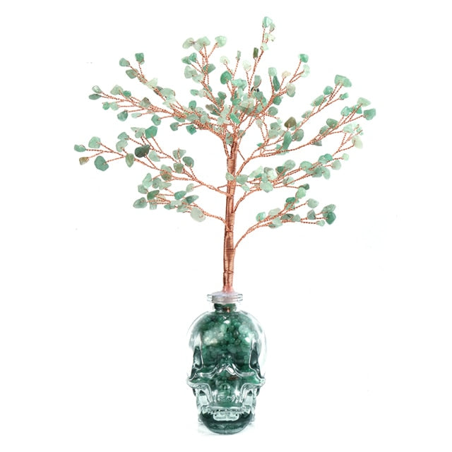 Natural Amethyst Crystal Money Tree Feng Shui Crystal Bonsai Tree  Natural Stone Tree Ornament Skull Vase for Home Decoration
