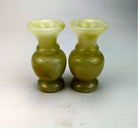 China handmade Natural Jade Jade Vase Feng Shui Decoration Gifts a Pair