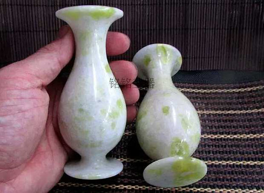 China Hand Carved Jade Vase decorated living room decoration fengshui  2pecs