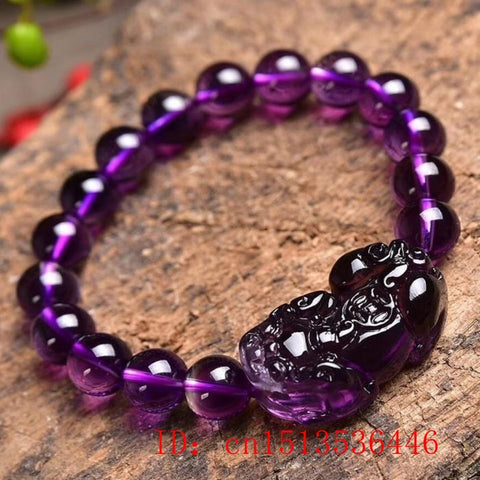 New Natural Purple crystal Pixiu Elastic Bracelet Accessories DIY Handmade Lucky Women Jade Beads Jewelry Female Exorcism Amulet