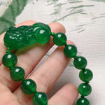 New Natural Green Agate Pixiu Bracelet Accessories DIY Handmade Lucky Women Jade Beads Jewelry Female Exorcism Amulet
