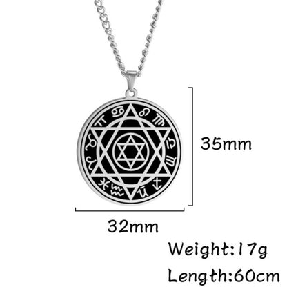 Dawapara Talisman Seal Solomon Six-pointed Star 12 Constellation Pendant Hexagram Stainless Steel Necklaces