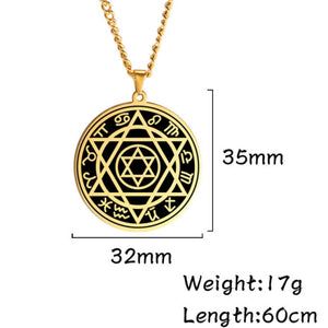 Dawapara Talisman Seal Solomon Six-pointed Star 12 Constellation Pendant Hexagram Stainless Steel Necklaces