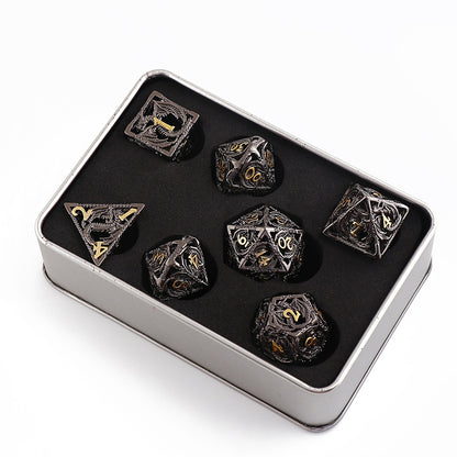 7pcs Pure Copper Hollow Metal Dice Set D&amp;D Metal Polyhedral Dice Set for DND Dungeons and Dragons Role Playing Games