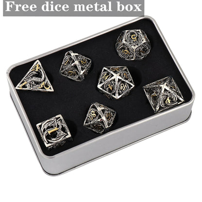 7pcs Pure Copper Hollow Metal Dice Set D&amp;D Metal Polyhedral Dice Set for DND Dungeons and Dragons Role Playing Games