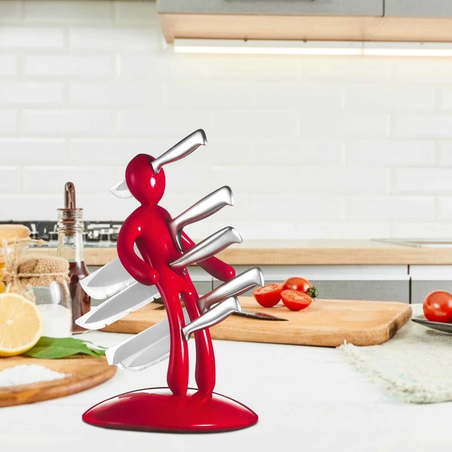 Creative Multifunctional Stainless Steel Humanoid Knife Holder Set Storage Rack For Kitchen Without Knife