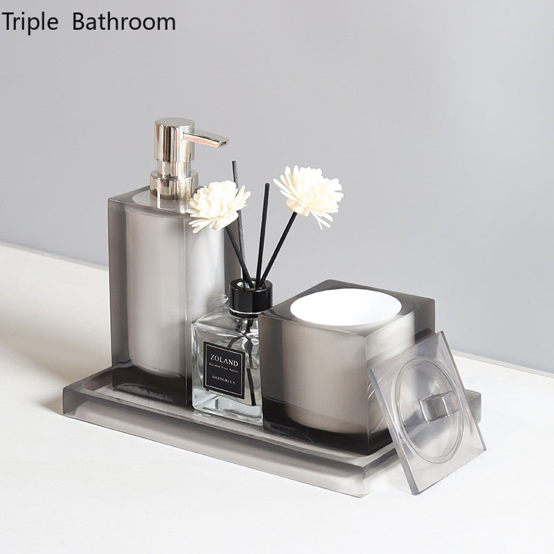 Bathroom Accessories Set High-end Resin Liquid Soap Dispenser Cotton Swab Box Trays Travel Portable Hotel Washing Tools