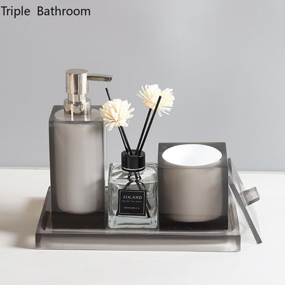 Bathroom Accessories Set High-end Resin Liquid Soap Dispenser Cotton Swab Box Trays Travel Portable Hotel Washing Tools