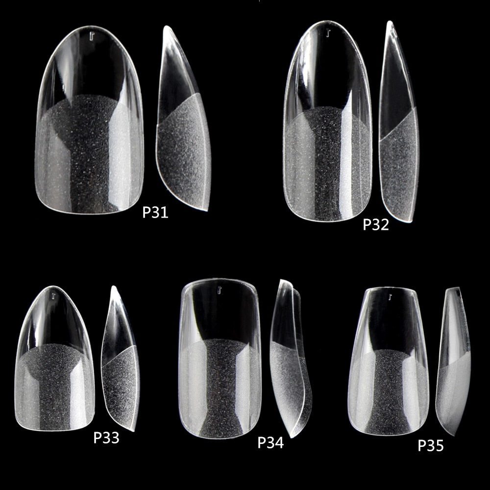 504PCS False Nails Acrylic Nail Tips Gel Nail Tips Clear Nail Art Matte Underneath Fake Tips Coffin Stiletto Press On Nails