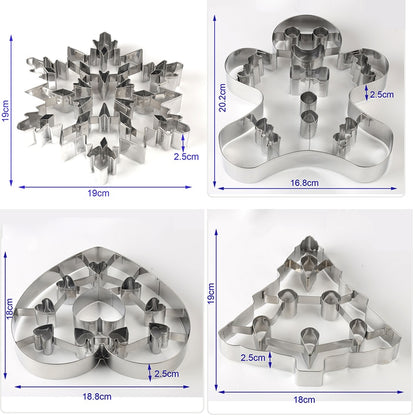 3D Christmas Cookie Cutter Tools Stainless Steel Gingerbread Enamel Snowflake Heart Biscuit Mold Kitchen Cake Decorating Tool