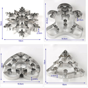 3D Christmas Cookie Cutter Tools Stainless Steel Gingerbread Men Snowflake Heart Biscuit Mold Kitchen Cake Decorating Tool