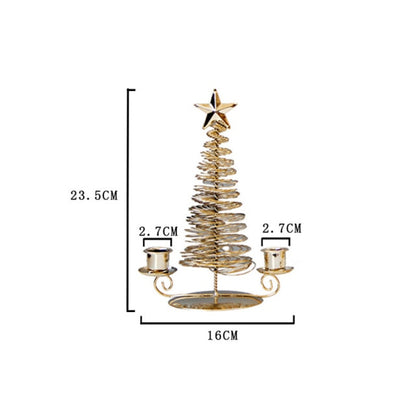 Christmas Decorations Metal Candlestic Star Xmas Tree Shape Sculpture Candle Holder Decors Home Decoration Art Gift Navidad 2022