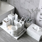 Light luxury Marble Stripe Resin Wash Set Soap Dispenser Gargle Cup Toothbrush Holder Soap Dish Bathroom Bath Supplies