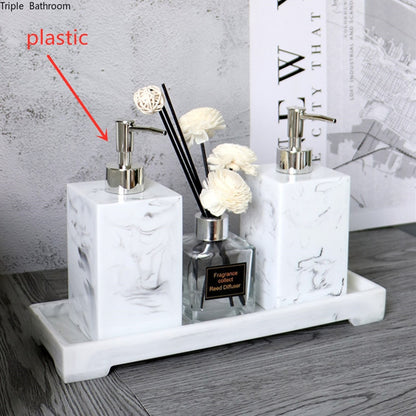 Light luxury Marble Stripe Resin Wash Set Soap Dispenser Gargle Cup Toothbrush Holder Soap Dish Bathroom Bath Supplies