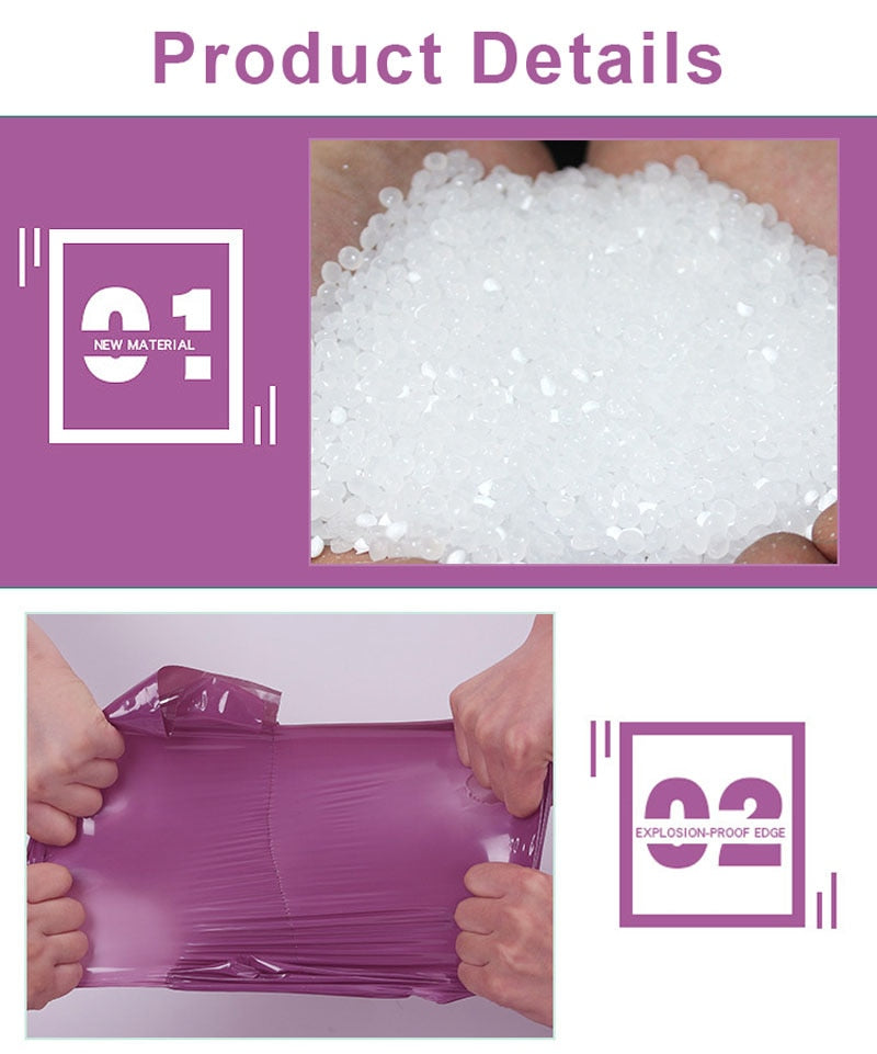 50pcs/lots Purple Tote Courier Bag Self-Seal Adhesive Waterproof Plastic Poly Envelope Mailing Bags Shopping Gift Packing Bag