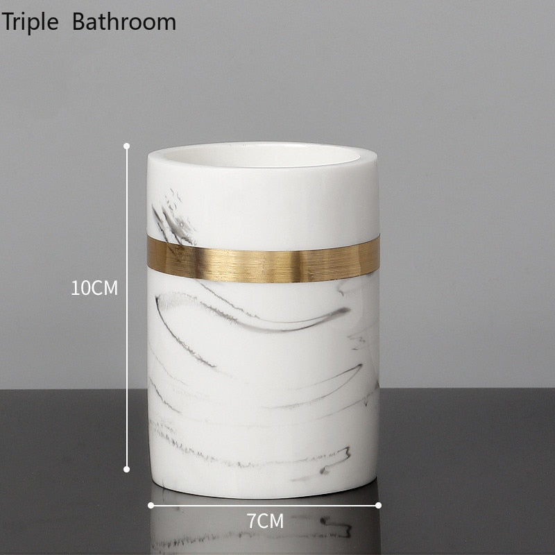 1pc Nordic Bathroom Toiletry Resin Liquid Soap Dispenser Toothbrush Holder Mouth Cup Cotton Swab Box Soap Dish Tray Accessories
