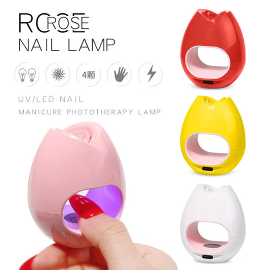 16W Mini UV LED Nail Dryer Curing Lamp Rose Shape Travel Pocket Size 60S Timer USB Portable Sun Light Button For Gel  Polish