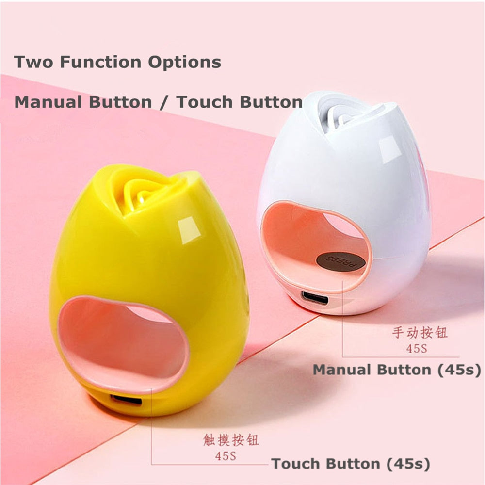 16W Mini UV LED Nail Dryer Curing Lamp Rose Shape Travel Pocket Size 60S Timer USB Portable Sun Light Button For Gel  Polish