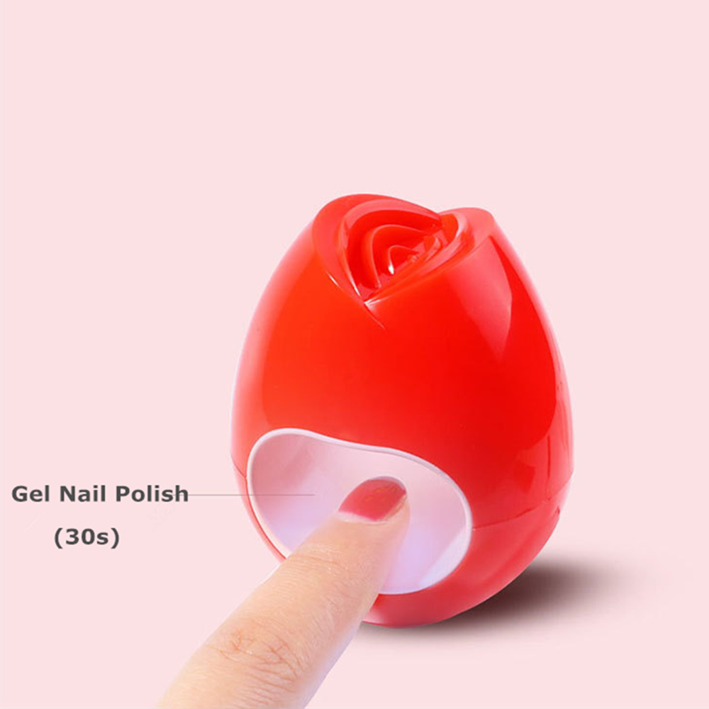 16W Mini UV LED Nail Dryer Curing Lamp Rose Shape Travel Pocket Size 60S Timer USB Portable Sun Light Button For Gel  Polish