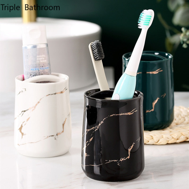 Light Luxury Toothbrush Holder Ceramic Household Washing Tools Toothbrush Sundries Shelf Decoration Bathroom Accessories
