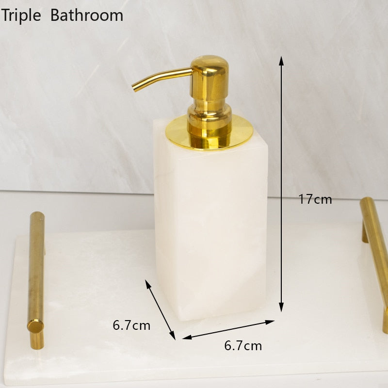 Nordic Bathroom Toiletry Set Natural Marble Liquid Soap Dispenser Mouth Cup Cotton Swab Box Soap Dish Tray Washing Tools