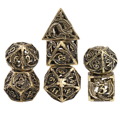 7pcs Pure Copper Hollow Metal Dice Set D&amp;D Metal Polyhedral Dice Set for DND Dungeons and Dragons Role Playing Games