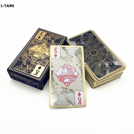 1 Deck High Quality Plastic Poker Cards Waterproof Transparent Gold Edge Playing Cards Dragon Card Game Favorites Gift L412