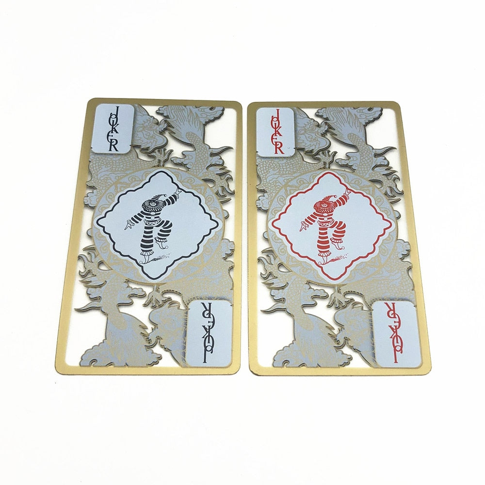 1 Deck High Quality Plastic Poker Cards Waterproof Transparent Gold Edge Playing Cards Dragon Card Game Favorites Gift L412