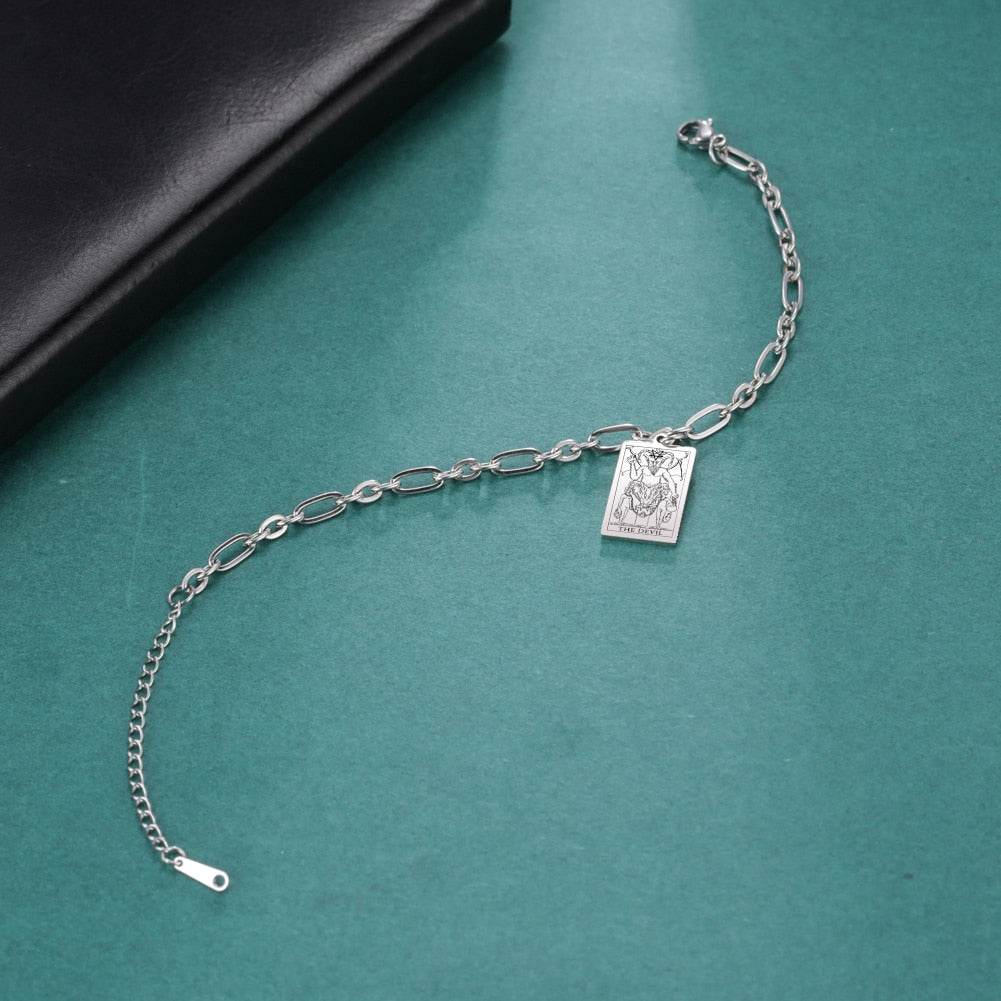 LIKGREAT Mysticism Tarot Card Charm Bracelet for Men Women Stainless Steel Good Luck Tarot Jewelry Esotericism Christmas Present