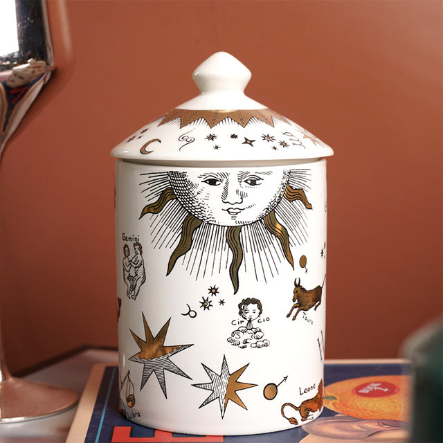 New Handmade Starry Sky Sun Jar Incense Candle Holder Home Decoration Ornaments Ceramic Make Up Jewelry Storage Jar Box Cup