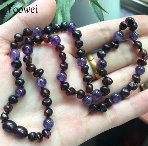 Yoowei 9 Colors Baltic Amber Necklace Wholesale Baby Adult Natural Amethyst Quartz 6mm Gemstone Amber Bracelet Jewelry Supplier