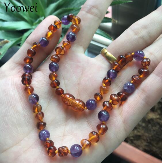 Yoowei 9 Colors Baltic Amber Necklace Wholesale Baby Adult Natural Amethyst Quartz 6mm Gemstone Amber Bracelet Jewelry Supplier