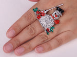 Snowman stretch ring holiday christmas Xmas gifts for women girls cute fashion jewelry W/ crystal wholesale dropshipping