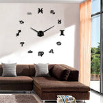 12 Astrology Symbols Art Wall Decor Clock DIY 3D Mirror Wall Clock Modern Design Large Number Clock For Living Room