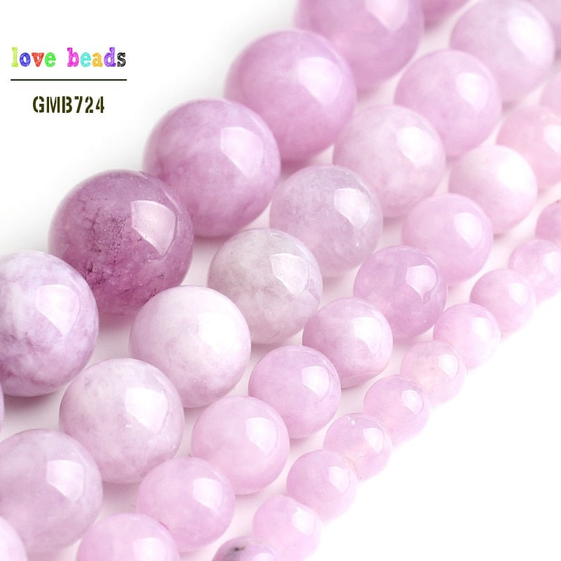 Purple Angelite Stone Round Loose Spodumene Beads for Jewelry Making 15'' Strand 4mm 6mm 8mm 10mm