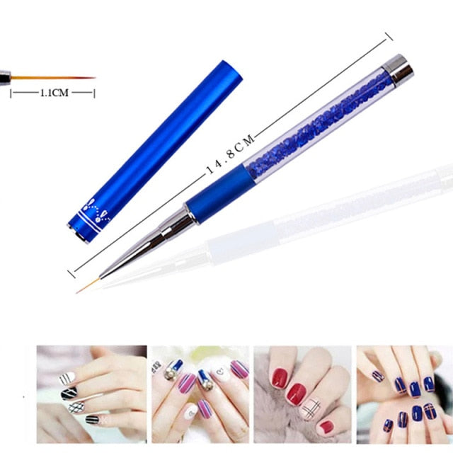 3pcs/lot Sequins Nail Art Brush Drawing Painting Carving Pen Design Manicure Tool 7/9/11mm Acrylic Liner UV Gel Decoration Tools