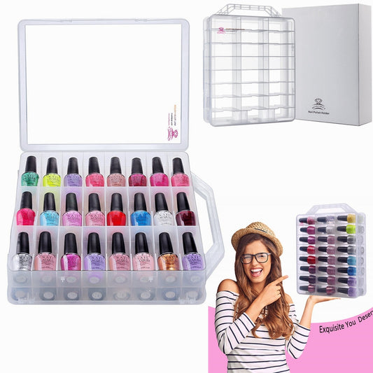 MAKARTT Universal Clear Nail Polish Organizer Holder for 48 Bottles with Adjustable Compartments Nail Polish Case